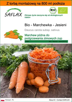 Zdjęcie produktu dla SAFLAX - Garden in the bag - Bio - Marchewka - Jesieni - 1000 Nasiona - Z podłożem uprawowym w praktycznej, samorozkładającej się torbie - Daucus carota subsp. sativus