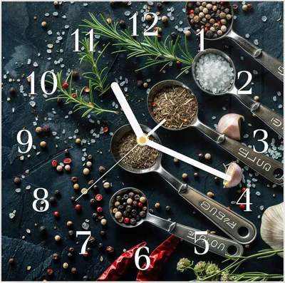 Produktbild von Wanduhr aus Glas mit Motiv Kräutersammlung- 30 x 30 cm - inkl. Aufhängesystem
