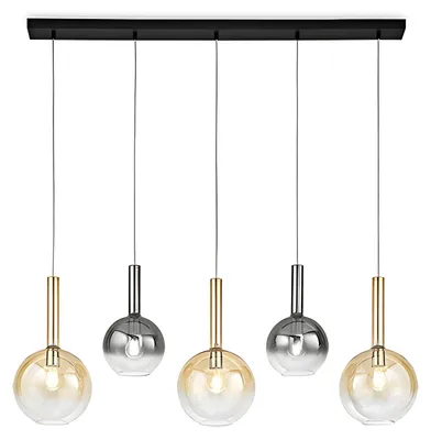 Productafbeelding van Hanglamp van transparant, amberkleurig borosilicaatglas, E27 fitting, modern design, verstelbare kabel, diameter 20 cm, IP20 - Perenz