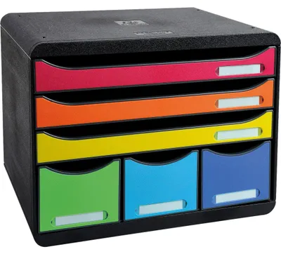 Immagine prodotto di Exacompta 306798D Cassettiera Store-Box Maxi - A4+, orizzontale, 6 cassetti aperti, nero/arancio