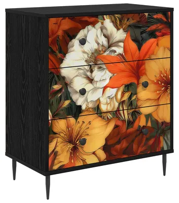 Produktbild von vidaXL Kommode GENNEP Lilienmuster 66 x 36,5 x 76 cm Holzwerkstoff