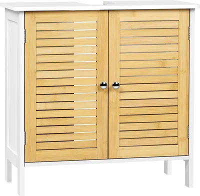 Produktbild von EUGAD Waschbeckenunterschrank, Unterschrank Badezimmer, mit Doppeltür, aus Bambus MDF