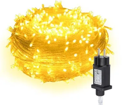 Immagine prodotto di Luci decorative a LED, 300 LED, 30 metri, impermeabili, per illuminazione del giardino. Catene luminose a LED, filo trasparente, luce bianco caldo