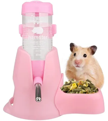 Produktbild von 3-in-1 Haustier Wasserflasche mit Futternapf 80ML Rosa Kein Wasseraustritt