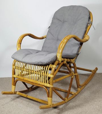 Rattani Rattan Schaukelstuhl Semanbo Rocking Chair + Polster