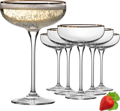 Produktbild von IMPERIAL Sektschalen mit Goldrand 270ml Champagnergläser Set 6-Teilig Sektgläser aus Crystalline Glas Vintage-Gläser