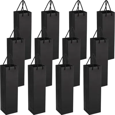 Produktbild von Wein Geschenktüten 12er Pack Schwarz für Weihnachten, Hochzeit, Geburtstag