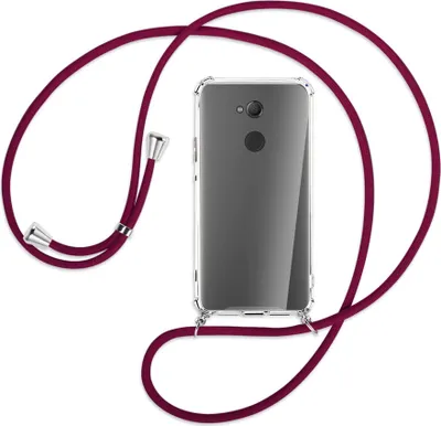 Produktbild von Handykette Backcover-Schutzhülle mit Band (Metall silberfarben) für Sony Xperia XA2 Ultra - dunkelrot