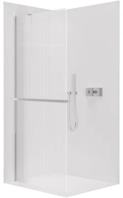 Productafbeelding van Douchewand Walk-in Onyx Y L/P - 8 mm + plank/handdoekhouder - chroom, geribbeld glas - 120x200 cm