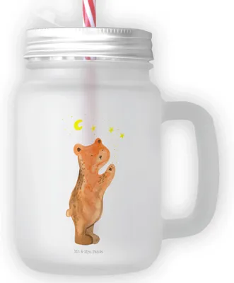 Produktbild von Mr. & Mrs. Panda Cocktailglas Verliebter Bär - Transparent - Geschenk, Verliebte, dessertglas, Glas Mit Deckel Und Strohhalm, Mason Jar, Spruch, Teddy, Partner, Trinkglas