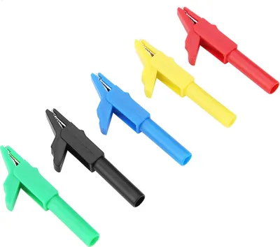 Obrázek produktu pro P2007 Robustní krokosvorky, 5 kusů, plně izolované, 15 A/300 V, pro profesionální elektrické konektory se 4 mm banánky