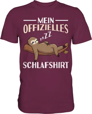 Produktbild von Offizielles Schlafshirt Nachthemd Schlafanzug Pyjama Faultier T-Shirt – Burgundy / 3XL