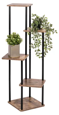 Productafbeelding van eluno plantenrek, bloemenrek met 5 planken van MDF-hout en metaal