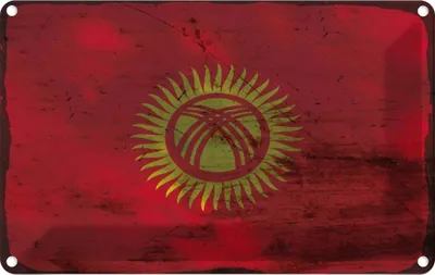 Produktbild von vianmo Blechschild 20x30 cm Kirgisistan Kyrgyzstan Rost Flagge Fahne Wappen