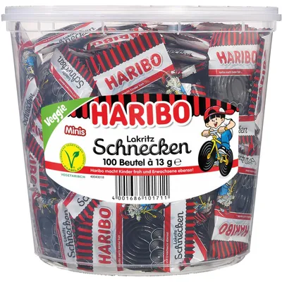 Productafbeelding van Haribo 825030 Lakritzprodukte Schnecken Minis - 100 Minibeutel