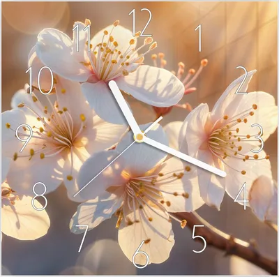 Produktbild von Wanduhr aus Glas mit Motiv Blumen im Sonnenlicht- 30 x 30 cm - inkl. Aufhängesystem