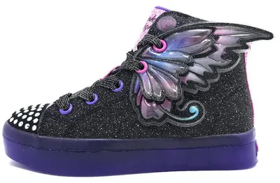 Image de Skechers Twi-Lites, chaussures pour filles, bottines à lacets, noires, pour le quotidien
