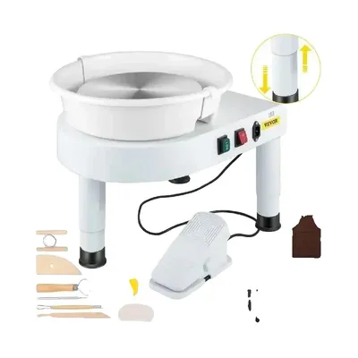 Produktbild von Töpferscheibe Maschine, 11 Zoll Drehteller, 450W Leistung, 0-300 U/min Geschwindigkeit, 0-7,8 Zoll verstellbare Beine, langlebige Aluminiumlegierung