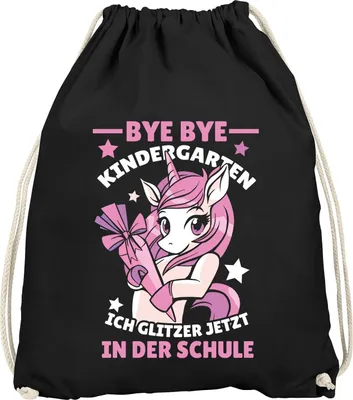 Produktbild von Kinder Turnbeutel Einhorn Ich glitzer jetzt in der Schule Geschenk zur Einschulung Mädchen Moonworks® schwarz unisize