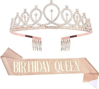 Produktbild von Geburtstags Krone und Schärpe – Kristall Tiara mit Strass Kronen und Geburtstags Schärpe für Mädchen Ideal für Zuhause