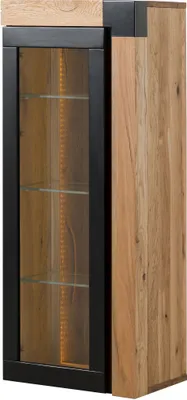 Produktbild von MASSIVMOEBEL24.DE Hängevitrine Wildeiche 48x35x120 natur geölt ROTTERDAM #110