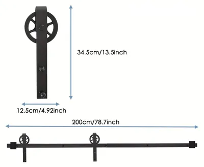 Immagine prodotto di Ferramenta per porte scorrevoli - Kit per porte scorrevoli - Ferramenta per porte - Sistema a binari - Kit per porte scorrevoli - Acciaio al carbonio, finitura nera opaca