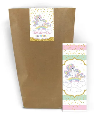 Productafbeelding van Set met 12 boekenleggers, 12 geschenktassen en 12 eenhoornstickers