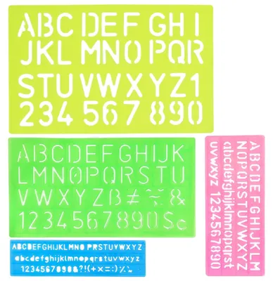 Buchstabenschablonen-Set, 4 Stück, Kunststoff, wiederverwendbar