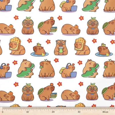 Capybara-Stoff, Polyester, 0,9 m, Kawaii-Cartoon, Basteln