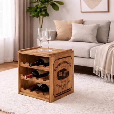 Produktbild von Flaschenbox SURAT Antique Natural 40cm Mahagoni Shabby Weinregal