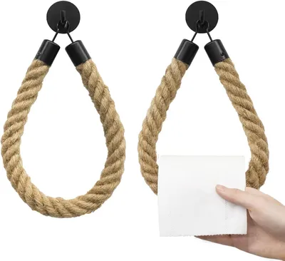 Produktbild von Toilettenpapierhalter ohne Bohren, Vintage-Handtuchhalter, wandmontiert mit 2 schwarzen Klebehaken, für Küche und Bad