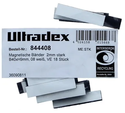 Produktbild von Magnetische Abschnitte 40x9x2mm VE=18 Stück weiß