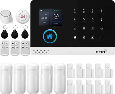 Immagine prodotto di Sistema di allarme per la sicurezza domestica, controllo WiFi, compatibile con l'assistente vocale, F, spina UE d