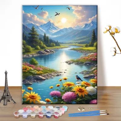 Malen nach Zahlen Set Landschaft 30x40 cm für Erwachsene