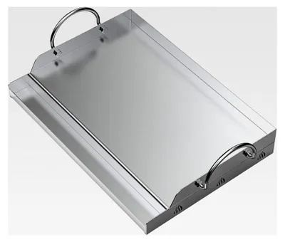 Produktbild von Edelstahl Plancha Grillplatte für Holzkohle- und Gasgrills, Rechteckig, (B) 51 x (T) 32 x (H) 7 cm