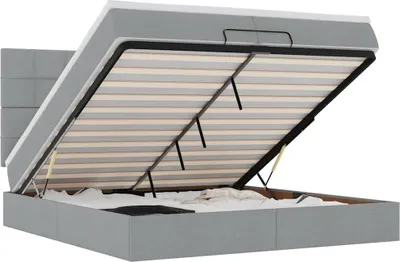 Obrázek produktu pro vidaXL Osmanská postel s matracemi a LED diodami Světle šedá látka 200x200 cm