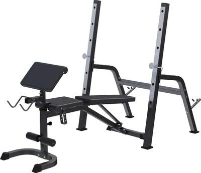 Produktbild von GORILLA SPORTS® Hantelbank - Multifunktion, mit Ablage, Verstellbare Höhe und Neigungswinkel, Curlpult, bis 280kg Belastbar, Schwarz - Trainingsbank, Kraftstation, Bankdrücken, Schrägbank