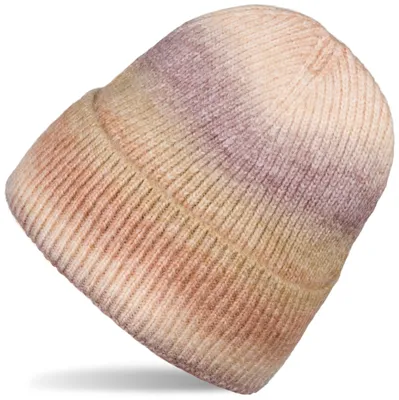 Produktbild von styleBREAKER Damen Strickmütze mit Streifen Farbverlauf im Ombré Look, Feinstrick Mütze, Strick Beanie 04024199