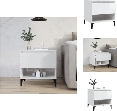 Obrázek produktu pro vidaXL Odkládací stolek vysoký lesk bílý 50x46x50 cm materiál na bázi dřeva - Odkládací stolky