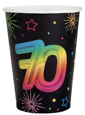 Produktbild von 6 Becher 70. Geburtstag bunt Pappbecher