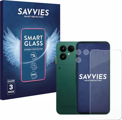Produktbild von 3x Savvies Schutzglas Folie für Fairphone 6 (Display+Kamera) 9H Panzer Schutzfolie Glas Displayschutz klar transparent