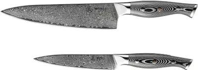 Produktbild von Messer Set Damast 2-tlg Kochmesser - Gemüsemesser