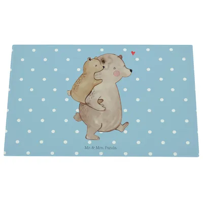 Produktbild von Mr. & Mrs. Panda Schneidplatte Glas Papa Bär - Blau Pastell - Geschenk, Schneidebrett, Vatertag, Hackbrett, schneidbrett, Schneideplatte, Glasschneidebrett, Muttertag
