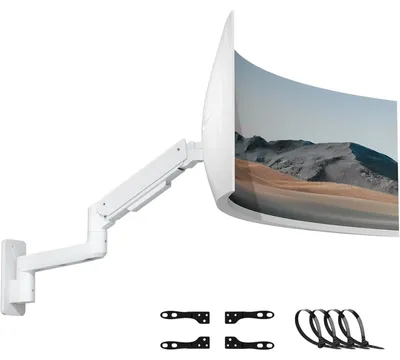 Obrázok produktu pre Držiak na monitor pre ultraširoké monitory, 17-49 palcov, robustná konštrukcia, pre 1 monitor, s možnosťou výškového nastavenia, maximálna nosnosť 20 kg, štandard VESA 75/100/200 mm, biela farba