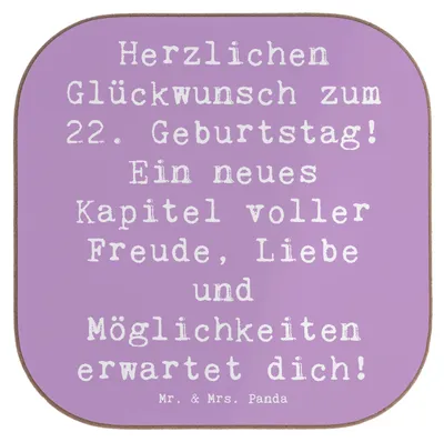 Produktbild von Mr. & Mrs. Panda grill untersetzer Spruch 22. Geburtstag - Lavendeltraum - Geschenk, Alter, Happy Birthday, Freude, Leben genießen, Entdeckungen, Tassenuntersetzer, Party