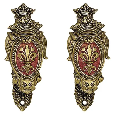 Produktbild von Wandhalter Wappen Rot-Messing 2er-Set (ausziehbar 3-5cm)