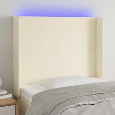Produktbild von The Living Store LED Kopfteil Creme 93x16x118/128 cm Kunstleder
