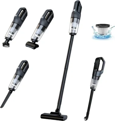 Produktbild von Akumulátorový vysavač, tyčový vysavač, ruční vysavač 6300Pa, bezdrátový vysavač 5v1 a ruční vysavač USB, vysavač do auta, na tvrdé podlahy a koberce