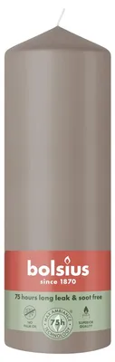 Image de Bolsius Bougie ronde taupe clair 20 cm Ø 6,8 cm