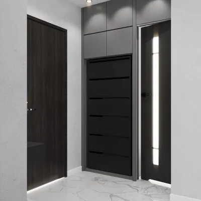 Image de Armoire à chaussures pour l'entrée | Étagère à chaussures modulaire | Armoire avec espace de rangement pour les chaussures | Banc à chaussures avec l'abattant Noir Commode à chaussures